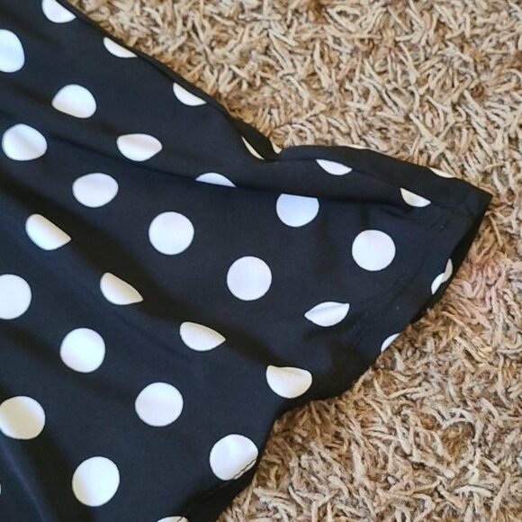 Maurices Black White Polka Dot Flowy Skater Skirt - Picture 3 of 4